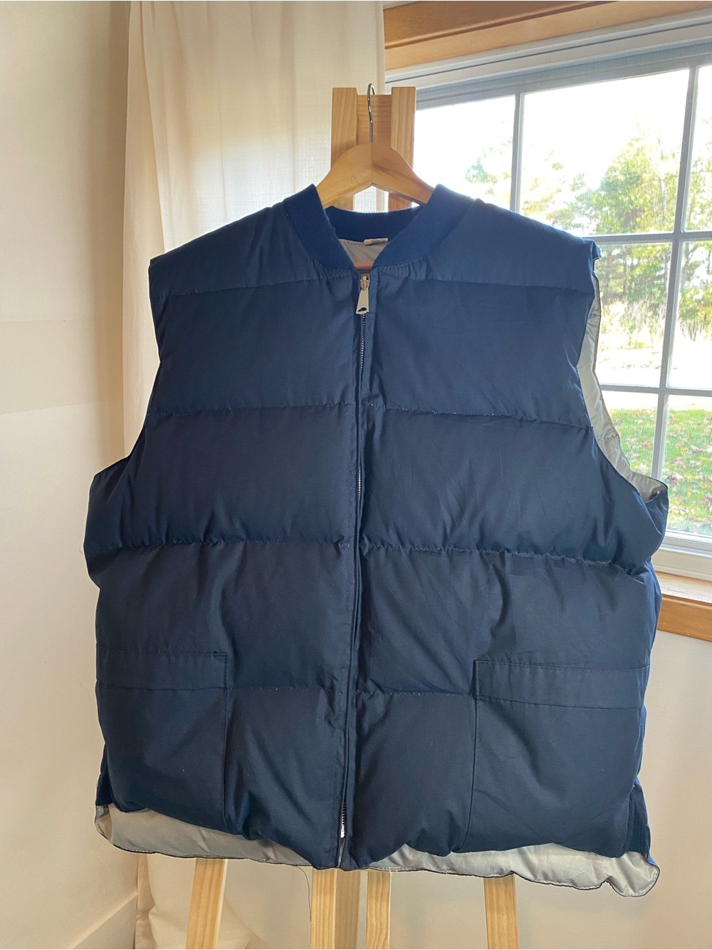 Vintage Navy Down Puffer Vest Men’s XL 70s 80s Outdoor Ski